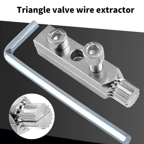 Ultimate Screw Extractor Kit For Easy Removal Of Broken Fasteners And Damaged Threads In Plumbing Fixtures Makes DIY Repairs A Total Breeze With Professional Results Every Single Time. silver triangle valve wire extractor with hex key for removing broken fasteners
