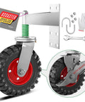 8 Inch Gate Wheel With Brake For Metal Tube Gates 600 Lb Capacity 360 Degree Swivel Heavy Duty Gate Caster Spring Loaded