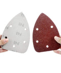 Mouse Detail Sander Sandpaper Set With 50 Pcs Includes 35 Pcs 120 Grit And 15 Pcs 240 Grit Hook And Loop Backing shown in hands