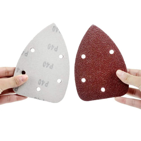 Mouse Detail Sander Sandpaper Set With 50 Pcs Includes 35 Pcs 120 Grit And 15 Pcs 240 Grit Hook And Loop Backing shown in hands