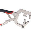 Heavy Duty Chrome Steel Welding Clamps With 360 Degree Rotation For Versatile Metalworking Pipe Joining And Wood Column Fixing Jobs Onsite, showing ergonomic grip.