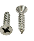 Number Twelve By One Inch Stainless Steel Wood Screws Flat Head Phillips Drive 304 Grade Rust Resistant Decking Fasteners built tough shown side by side.