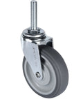 Heavy Duty Three Inch Swivel Rubber Caster Wheels Set Of Four Threaded Stem Casters with durable rubber tread and threaded stem.