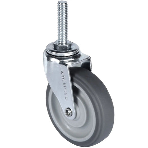 Heavy Duty Three Inch Swivel Rubber Caster Wheels Set Of Four Threaded Stem Casters with durable rubber tread and threaded stem.
