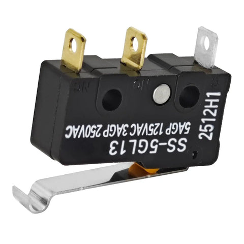 Built Tough Miniature Micro Switch Pack Of Four With Curved Tip Lever 3 Pin Limit Switch 5A 125VAC High Precision Mechanism in black