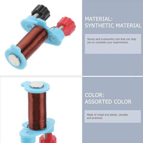 Close-up of Two Set Electromagnet Experiment Kit For Physics Teaching And Magnetism Labs, showing metal coil and plastic connectors.