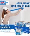 Blue Painter's Tape Pro-Grade 1.5 Inch Wide, 30 Rolls Masking Tape For Sharp Lines And Clean Edges, person applying tape on wall