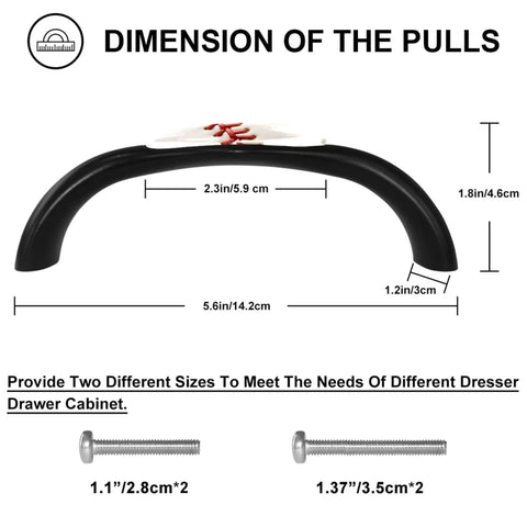 Dimensions of 4 Piece Kitchen Cabinet Knobs And Pulls Baseball Line Texture Easy Install Handles with screws shown