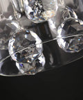 Close-up of teardrop crystals on Three Pack Crystal Pendant Lights For Kitchen Island With Adjustable Chrome Finish Glass Shade