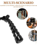 Ergonomic Ice Cream Maker Replacement Handle Grip, black plastic lever, shown with ice cream dispenser visuals and cones.