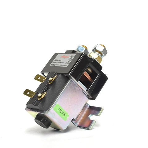 Heavy Duty 24V 125A Motor Contactor Sw80164L With Mounting Bracket For Electric Vehicles, side view showing terminals and bracket.