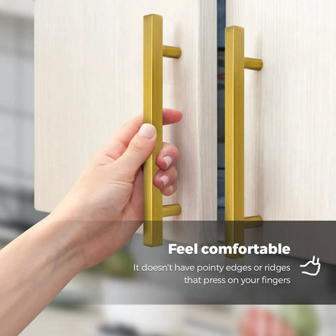 Gold Cabinet Pulls 30 Pack 5 Inch Modern Square Brushed Brass Drawer Handles for Kitchen Cabinets with Durable Brushed Brass Finish