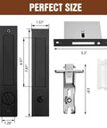 Pocket Door Lock Set With Edge Pulls And Hidden Handles For Sliding Doors Black Privacy Finish dimensions shown