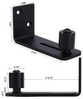 Two Pack Sliding Barn Door Floor Guides With Adjustable Rollers, black carbon steel, side view with measurements