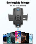 Cup Phone Holder For Car With 360 Degree Gooseneck, Ready To Rock Universal Mount, one-touch release, fits 4-7 inch phones