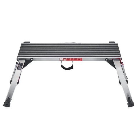 Beast Mode Foldable Aluminum Work Platform Drywall Stool Ladder Heavy Duty Workbench Non Slip Base Six Hundred Pound Capacity Rock Solid Grip For Autobody Washing Wall Painting And Shed Projects