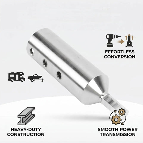 Kickass Heavy Duty Stainless Steel Electric Drill Adapter for Trailer Jack with 1/2 Inch Socket Bit, heavy-duty construction design.