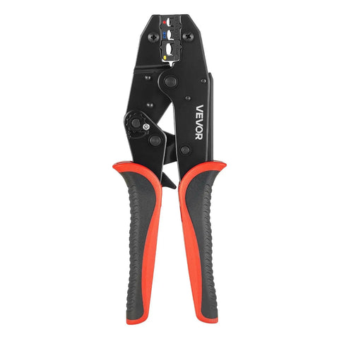 Heavy Duty Ratcheting Wire Crimper Pliers For 22 To 10 AWG Electrical Terminals with bold dial and comfortable grip.