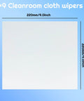 Heavy Hitter 100 Pack Cleanroom Cloth Wipes 9x9 Inch Microfiber Lint Free Disposable Laser Sealed Edge displayed against a blue background.