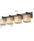 Modern Black Crystal Bathroom Vanity Light 4 Lights Wall Fixture With Clear K9 Crystals Metal Structure Moisture Resistant