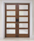 Heavy Duty Stainless Steel Barn Door Lock And Sliding Gate Hasp With Rustproof Buckle Latch For Indoor Security on wooden double door.