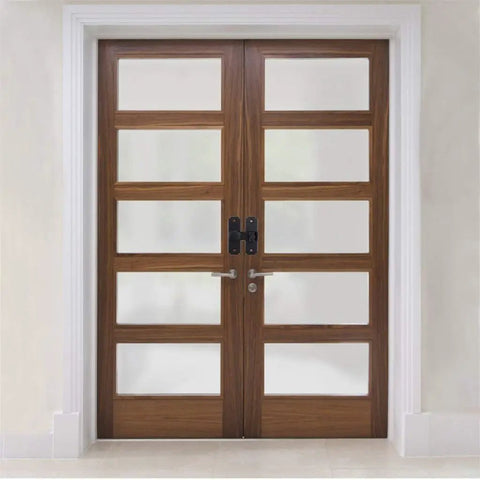 Heavy Duty Stainless Steel Barn Door Lock And Sliding Gate Hasp With Rustproof Buckle Latch For Indoor Security on wooden double door.
