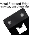 Metal serrated edge of Heavy Duty Desktop Tape Dispenser With Solid Steel Base And Precision Serrated Blade.