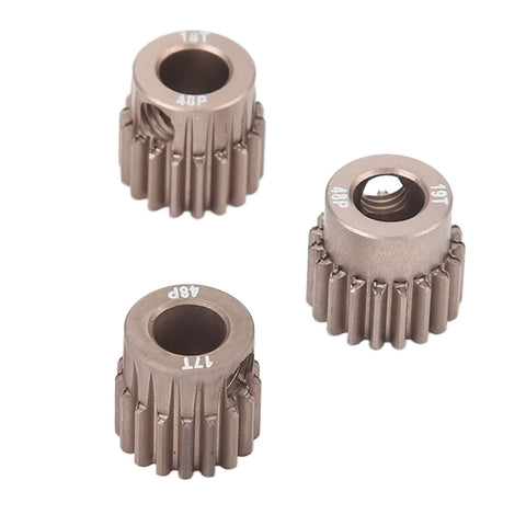 RC Pinion Gear Set 48P 5mm Shaft Hardened Aluminum 7075 Aviation Grade With 15T 16T 17T 18T 19T For 1 By 10 Scale RC Cars