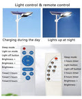 Badass Outdoor Solar Flood Light With Remote Control Ip66 Waterproof Security Wall Lamp For Yard Driveway Zero Drama Setup showing charging panel and remote controls.