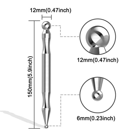 Diagram of Pro Grade Stainless Steel Deep Tissue Massage Tool For Facial Reflexology And Trigger Point Therapy with size details