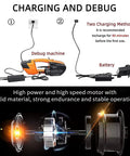 Portable Electric Strapping Machine For PP PET Steel Bands. Auto Hot Melting Packer with battery charging detail.