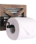 Rustic Farmhouse Toilet Paper Holder Wall Mount In Warm Brown Wood With Galvanized Metal And Black Finish for Western Decor