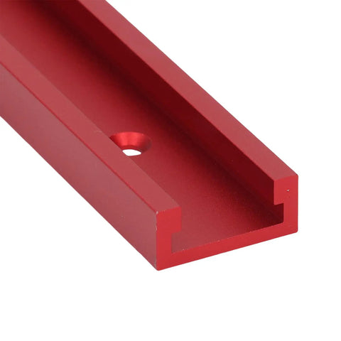Red heavy duty aluminum T slot track with pre-drilled holes, part of the Heavy Duty Aluminum T Slot Track Kit With M8 Slider Blocks.