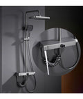 UMJIGF Shower System Thermostatic 4-Function Shower Faucet Set Wall Mount with hand held sprayer and overhead shower head.
