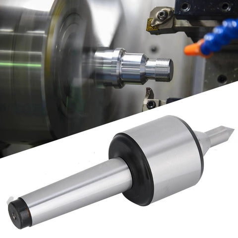 MT3 60° CNC live center with carbon steel body; two metal lathe components visible