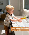 Handy Dandy Silicone Faucet Extender For Toddlers Smooth Sink Reach Helper used by child at bathroom sink for easy hand washing.