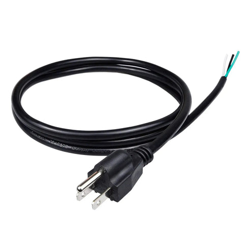 6-Foot 18 Gauge 3 Prong Heavy Duty Replacement Power Cord Cable With NEMA 5-15P US Plug, black cord with open wiring end