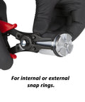 Close-up of All In One Snap Ring Pliers Set With Interchangeable Jaw Heads For 45 90 And 180 Degree Angles in use