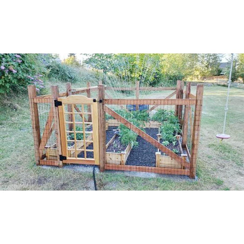 Outdoor garden with wood fence featuring Self Closing Gate Hardware Kit With Self Locking Gate Latch And Two Pack 3.5 Inch Heavy Duty Hinges