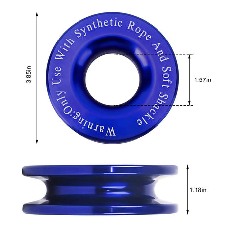 66000 Lbs Breaking Strength Winch Snatch Recovery Ring For Soft Shackle And Synthetic Rope Heavy Duty Snatch Block Ring For ATV UTV SUV Exterior Accessories Blue, 3.85in