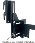 Heavy Duty Rock Solid Hook On Bed Frame Conversion Bracket Kit With Quick Install Hardware Bolt On To Hook On Headboard Or Footboard Black Steel side view showing adjustable slots and bolt on options.