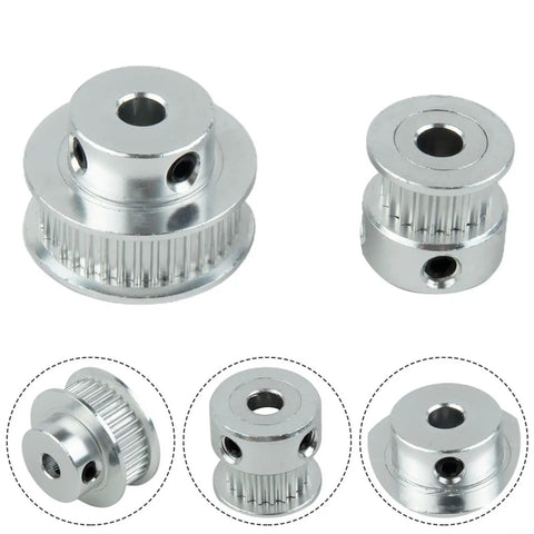 Smooth Aluminum Timing Pulley Kit With 20T And 36T Gears For Mills And CNC Builds. Includes Synced Belts, Hex Wrench Keys And High Grade 5MM Bore Housings For Zero Slip Drive Operations That Run Super Cool. 5mm bore aluminum timing pulleys