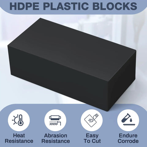 HDPE Plastic Block Set, 4 Pieces, 2x3x6 Inch Solid Polyethylene Blocks for Machining, Prototyping, DIY Projects, Home Floor Improvement
