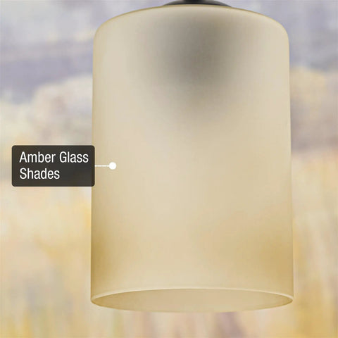 Amber Glass Cylinder Pendant Shades Set Of 3 For Vanity Lights And Chandeliers, 6 Inch By 4 Inch, Modern Upgrade