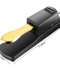 Universal Sustain Pedal For Electronic Keyboards And Digital Pianos With Chrome Foot Pedal Gold Finish