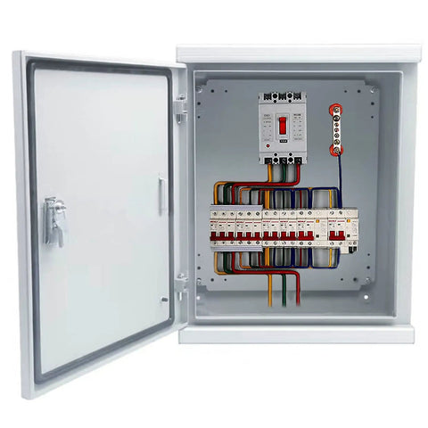Open view of Heavy Duty Cold Rolled Steel Electrical Enclosure Box 20 By 16 By 8 Inches For Outdoor Or Indoor Use IP66 Weatherproof.