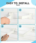 Set Of 4 U Shaped Slatwall Hang Rails 12 By 24 Inch White Rectangular Tubing Metal Wall Hangers For Retail Displays shown installed