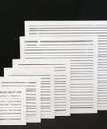 Various sizes of aluminum return air grilles, including Aluminum Return Air Grille 20 by 16 Inches With Outer Frame 21.875 by 17.875 Inches