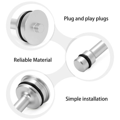 Transmission Bypass Plug Kit With Aluminum Thermostat And Buna O Rings For GM 6L80 6L90 And 8L90 Transmissions Plug And Play Fits 2014 Through 2023 GM Trucks Silver, highlighting its components and features for easy installation.