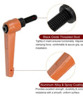 4 Pack Adjustable Clamping Lever Handles M8 x 20mm Male Thread Aluminum Alloy Quick Release Rotating Screw Locking Push Button Ergonomic Orange Handles For DIY Projects And Heavy Duty Industrial Use. Front view of an orange handle with a threaded stud.